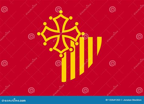 Administrative and Political Flag of Occitanie Region in France. Stock ...