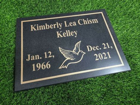 Memorial Human Grave Marker Plaque Black Granite Engraved Headstone