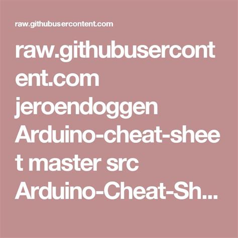 Arduino Cheat Sheet