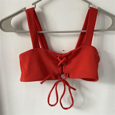 Red Bikini No Stains Worn Twice Size X Small Depop