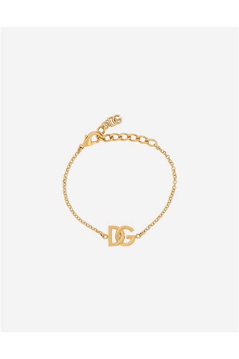 Dolce Gabbana Fine Link Bracelet With Dg Logo Gold Editorialist