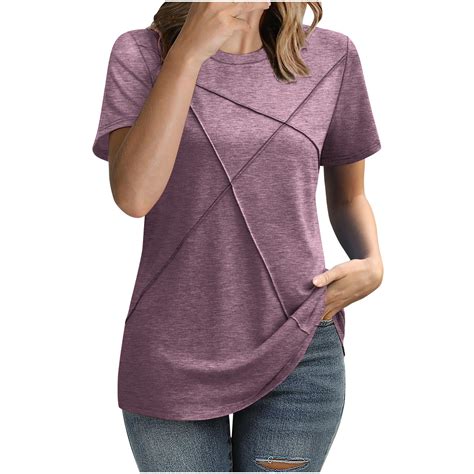 Hot Days Bold Styles Olyvenn Women S New Solid Short Sleeve Shirts Crew Neck Line Casual T