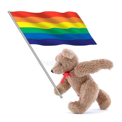 Gay Pride Rainbow Flag Being Carried By A Cute Teddy Bear Stock Photo Image Of Object Rainbow