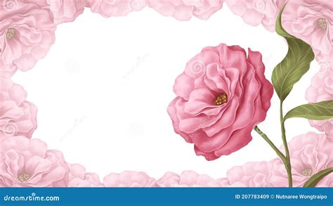 Pink flower frame layout stock illustration. Illustration of design - 207783409