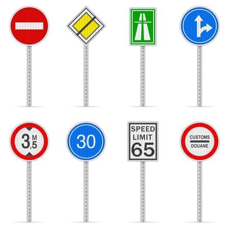 Road Sign Set White Background Vector Illustration Stock Vector By