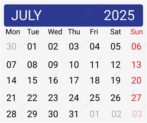 kalendar iiul  goda vektor png kalendar  iiul ezemesiacno