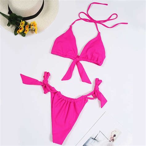 Seksi Micro Bikini 2021 Kadın Mayo Mini Tang Bikini Seti Brezilya Plaj