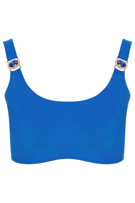 Yours Plus Size Blue Jewel Strap Bikini Top Yours Clothing