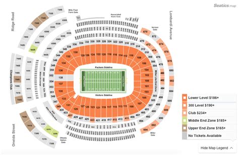 Lambeau Field Seating Chart Outdoor Club | Elcho Table