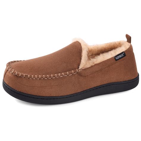 VONMAY Men's Moccasin Slippers Fuzzy Indoor Outdoor House Shoes