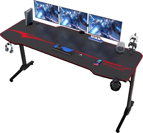 HLONONE 120 X 60cm Bureau Gaming LED Grande Bureau Gamer Avec Un