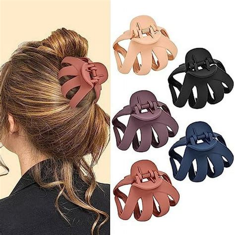 Lolalet Octopus Hair Claw Clips 5 Pack Non Slip Jaw Clips Medium Hair Clamps For Thick Curly