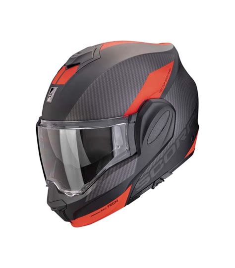 CASCO SCORPION EXO TECH EVO TEAM NEGRO MATE PLATA ROJO