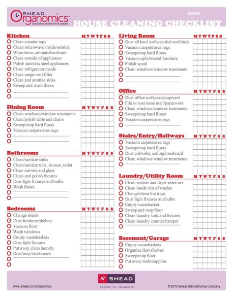 40 Printable House Cleaning Checklist Templates ᐅ TemplateLab