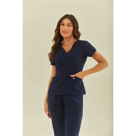 Scrub Hospitalar Julia Azul Marinho Pijama Cirúrgico Femenino Shopee