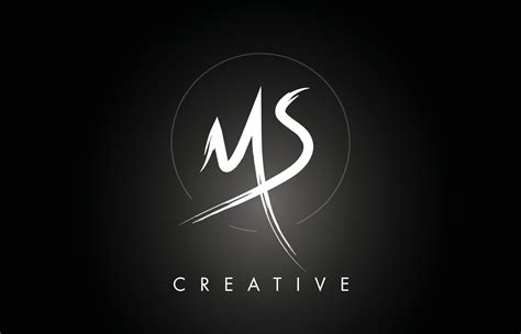 MS M S Brushed Letter Logo Design With Creative Brush Lettering Texture