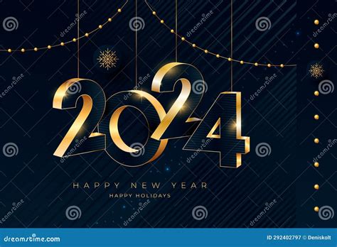 2024 Happy New Year Celebration Typography Text 2024 Font Text