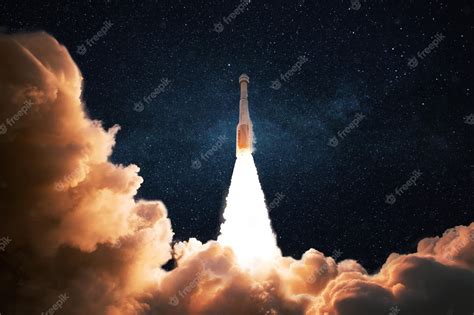 Premium Photo Space Rocket With Puffs Of Smoke Successfully Lift Off