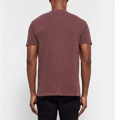 J Crew Garment Dyed Slub Cotton Jersey T Shirt Men Burgundy J Crew