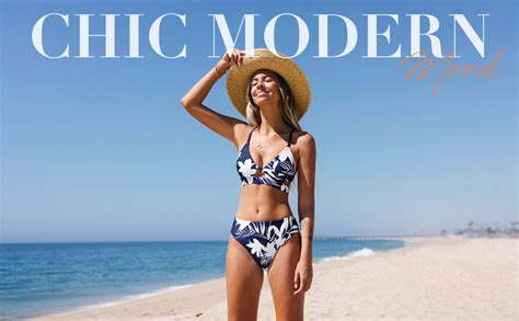 Amazon Cupshe Bikini Set For Women Two Piece Swimsuits Floral Back Self Tie Mid Rise Bottom