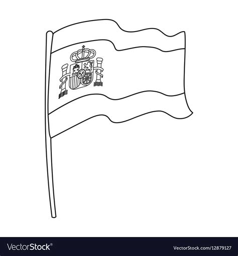 Flag of spain icon in outline style isolated Vector Image