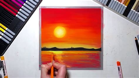 Sunset Drawings In Color Pencil