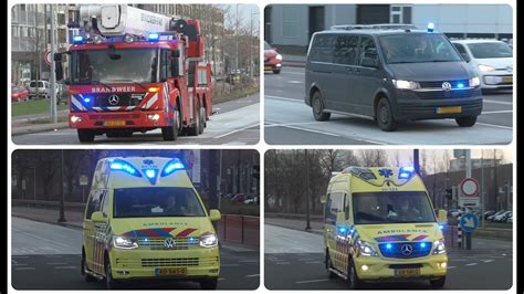 Onopvallende Politie Brandweer En Verschillende Ambulances Met Spoed