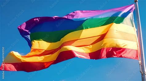 Original Pride Rainbow Flag Gay Rainbow Gay America Lesbian USA Lgbtq Flag Video Waving In Wind