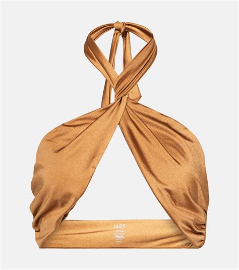 Jade Swim Helix Halterneck Bikini Top In Brown ModeSens