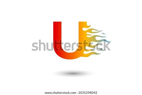 U Letter Fire Logo Design Vibrant Stock Vector Royalty Free