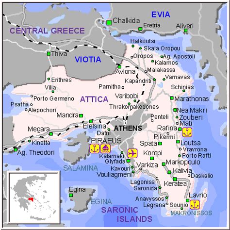 detailed map  athens greece