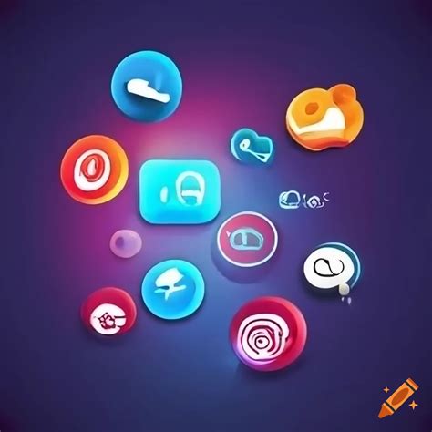 Visually Dynamic Graphics Illustrating Social Media Icons And Scrolling