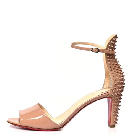 CHRISTIAN LOUBOUTIN Patent Nappa Trezanita 70 Sandals 37 Nude 1082711 FASHIONPHILE