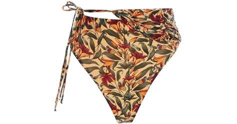 Agua Bendita Floral Print High Waisted Bikini Bottom In Brown Lyst UK