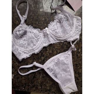 Conjunto De Lingerie De Renda Suti Em Aro Calcinha Regulagem Laterais Shopee Brasil