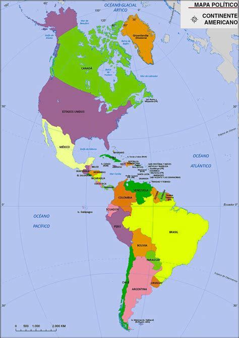 Mapa Continente Americano Con Nombres Y Division Politica