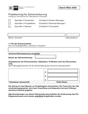 Ausf Llbar Online Projektantrag Fr Zielvereinbarung Ihk Fax Email