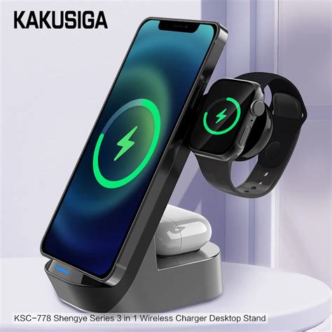 Kakusiga Hot Selling Desktop Wireless Phone Holder 3 In 1 Desktop