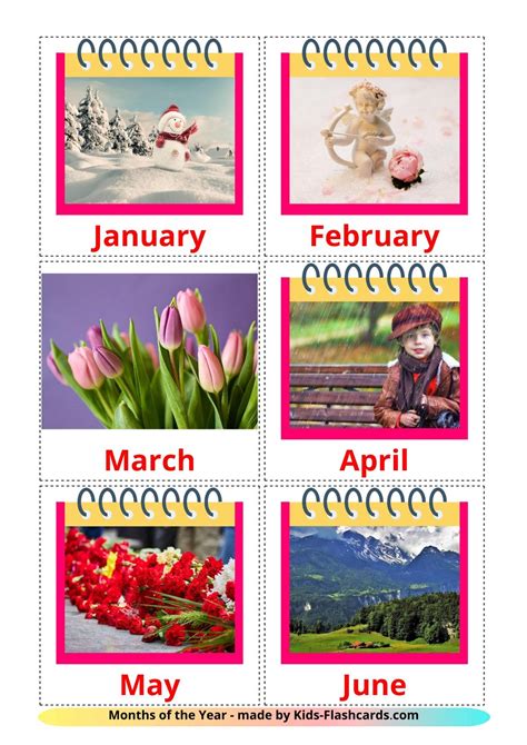 12 FREE Months of the Year Flashcards | PDF | English Words