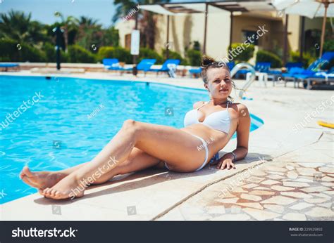 Sexy Blonde Woman Bikini Posing Swimming Stock Photo Shutterstock