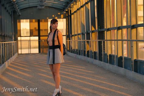 Hot Jeny Smith Showing Her Shaved Pussy And Tits Outdoors Photos