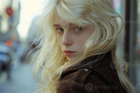 Mysterious Blonde Woman Gazing Intently In Urban Setting Stock Photo At Vecteezy