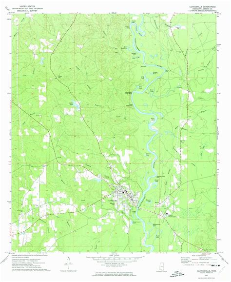 Classic USGS Leakesville Mississippi 7.5'x7.5' Topo Map – MyTopo Map Store