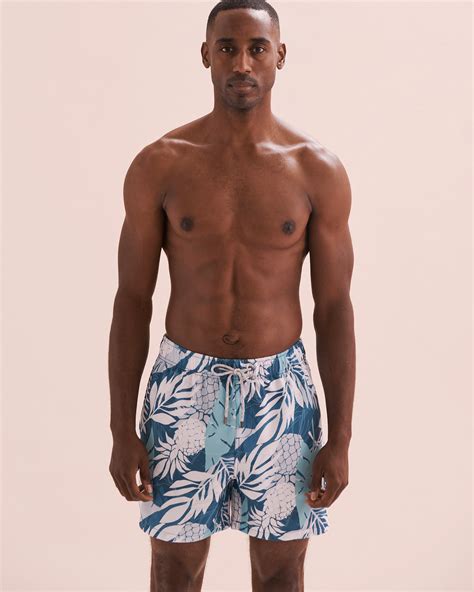 VINTAGE SUMMER Seersucker Volley Swimsuit Tropical Blue Print Bikini Village