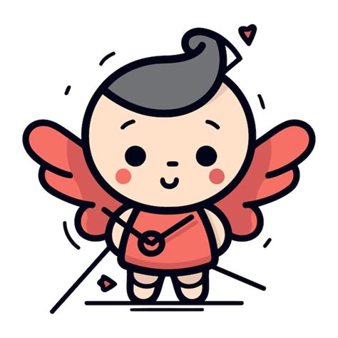 Lindo Peque O Cupido Con Arco Y Flecha Ilustraci N Vectorial Vector