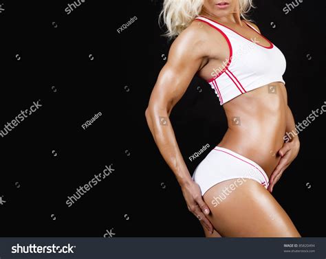 Sexy Blonde Posing Isolated On Black Stock Photo 85820494 Shutterstock