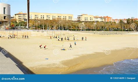 View of the Beach of La Nova Icaria Editorial Stock Image - Image of ...