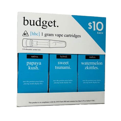 Budget Hhc 1 Gram Cartridge 30 Counts Per Dispenser