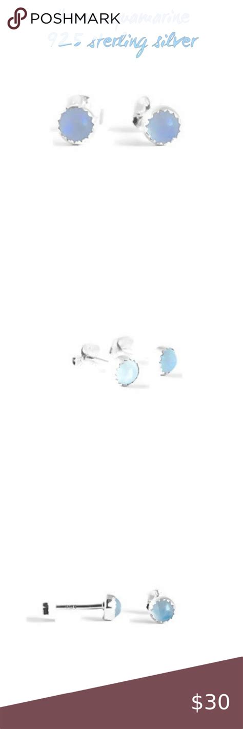 Sterling Silver Aquamarine Stud Post Earrings Aquamarine Studs