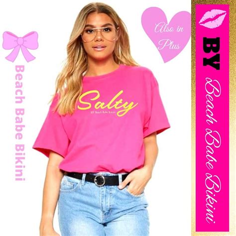 Salty By Beach Babe Bikini Tee Hot Pink Beach Babe Bikini